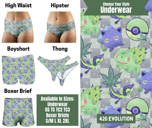 Preorder! Closes 11/24. ETA Jan. 420 Evolution Hipster, High Waist, Boyshort, & Thong Underwear & Boxer Briefs