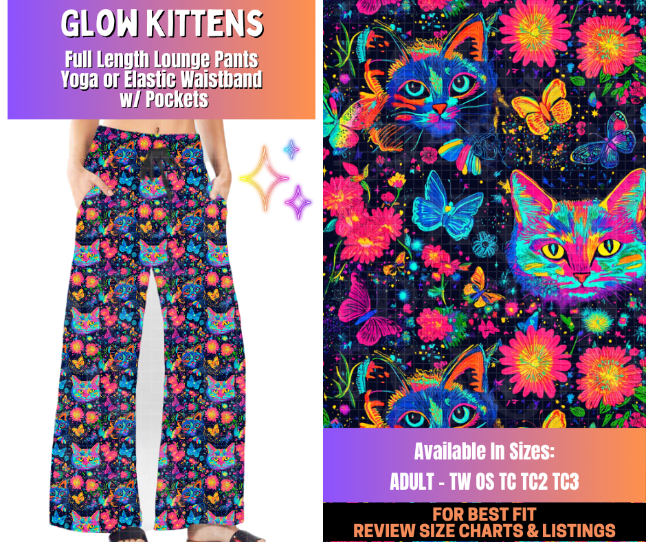 Preorder! Closes 12/10. ETA March. Glow Kittens Full Length Lounge Pants