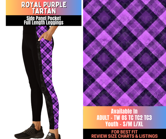 Preorder! Closes 10/16. ETA Jan. Royal Purple Tartan Side Panel Pocket Full Length Leggings