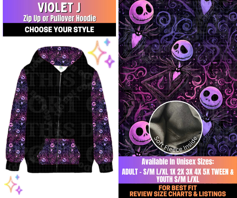 Preorder! Closes 12/10. ETA March. Violet J Zip-Up or Pullover Hoodie
