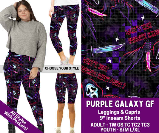Preorder! Closes 2/19. ETA May. Purple Galaxy GF Combo Legging Lengths - Alonna's Legging Land