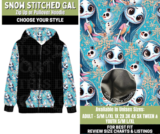 Preorder! Closes 11/6. ETA Jan. Snow Stitched Gal Zip-Up or Pullover Hoodie