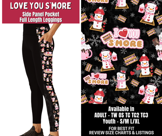 Preorder! Closes 10/14. ETA Jan. Love You S'more Side Panel Pocket Full Length Leggings