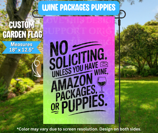 Preorder! Closes 3/9. ETA June. Wine Packages Puppies Garden Flag