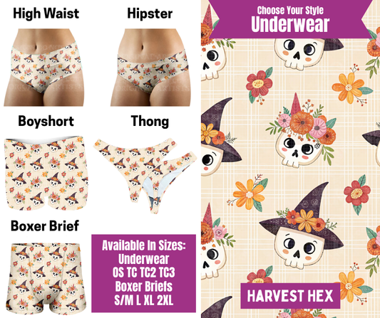Preorder! Closes 6/24. ETA Sept. Harvest Hex Hipster, High Waist, Boyshort, & Thong Underwear & Boxer Briefs