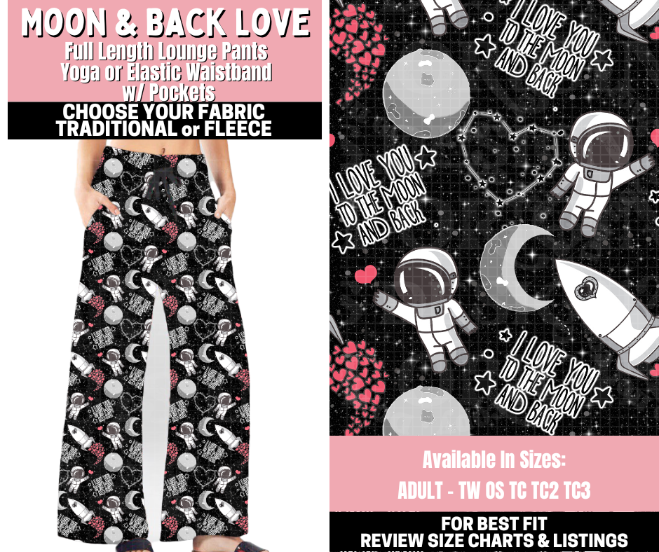 Preorder! Closes 11/12. ETA Jan. Moon & Back Lounge Pants Choose Fleece or Traditional
