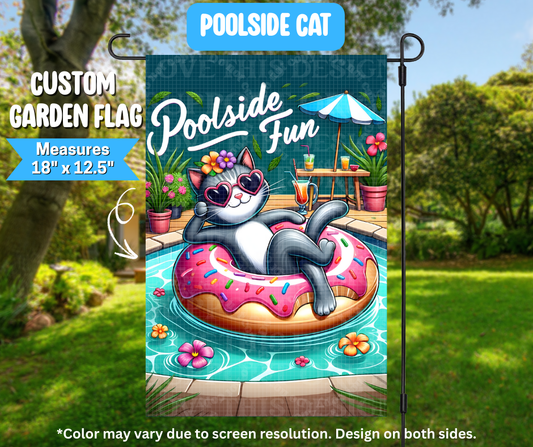 Preorder! Closes 3/9. ETA June. Poolside Cat Garden Flag