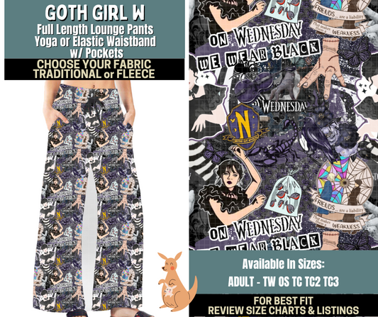 Preorder! Closes 10/2. ETA Dec. Goth Girl W Lounge Pants Choose Fleece or Traditional