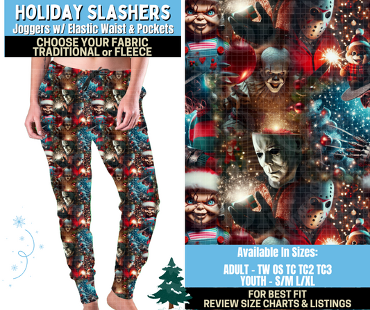 Preorder! Closes 8/28. ETA Nov. Holiday Slashers Joggers Choose Fleece or Traditional