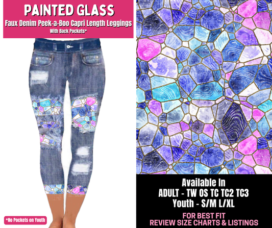 Preorder! Closes 1/1. ETA March. Painted Glass Capri Faux Denim Peekaboo