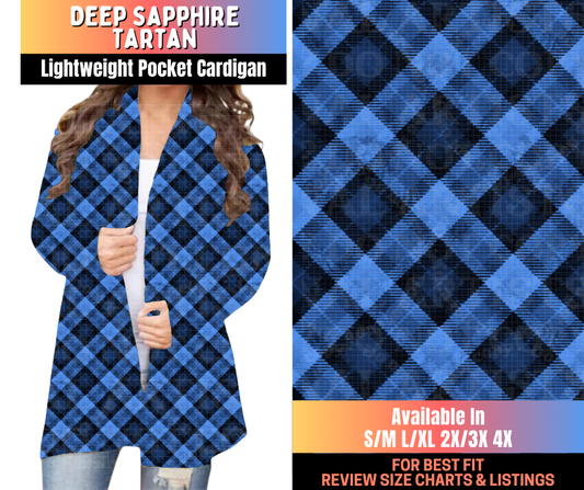 Preorder! Closes 10/16. ETA Jan. Deep Sapphire Tartan Pocket Cardigan