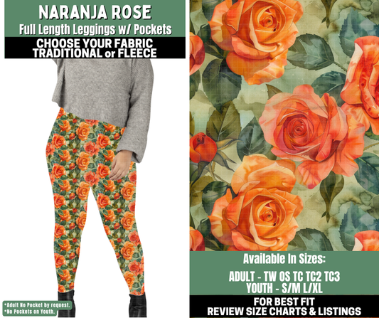Preorder! Closes 12/4. ETA Feb. Naranja Rose Leggings Choose Fleece or Traditional
