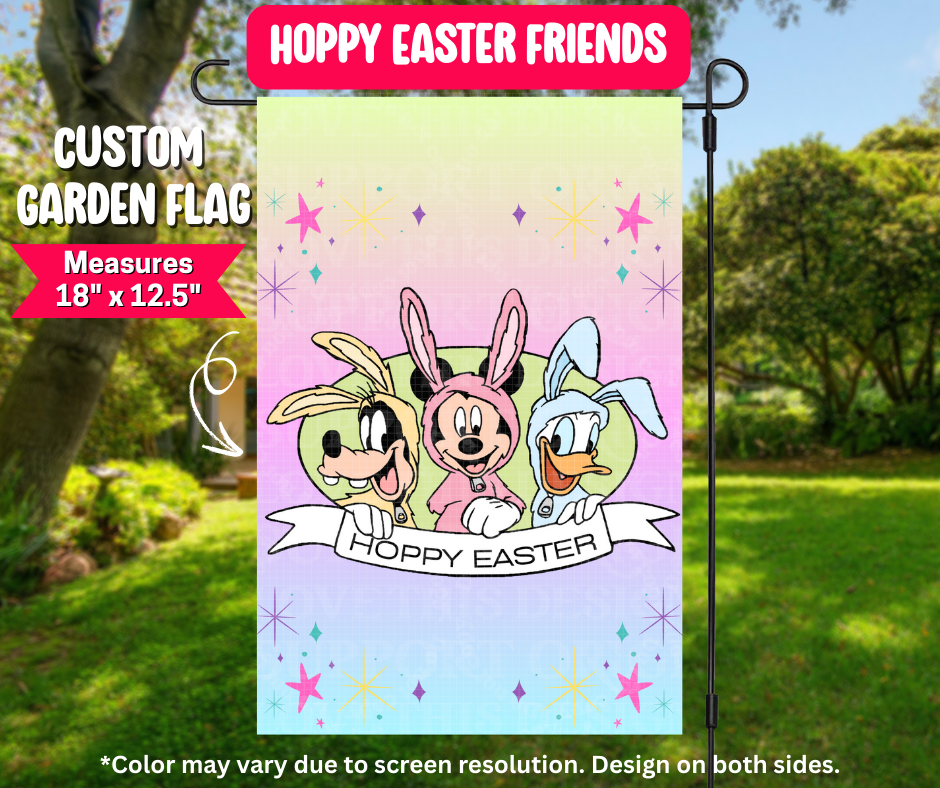 Preorder! Closes 12/25. ETA March. Hoppy Easter Friends Garden Flag