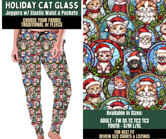 Preorder! Closes 8/12. ETA Nov. Holiday Cat Glass Joggers Choose Fleece or Traditional