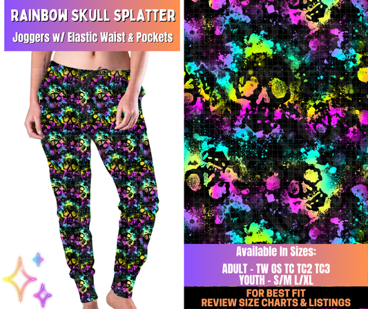 Preorder! Closes 12/10. ETA March. Rainbow Skull Splatter Joggers