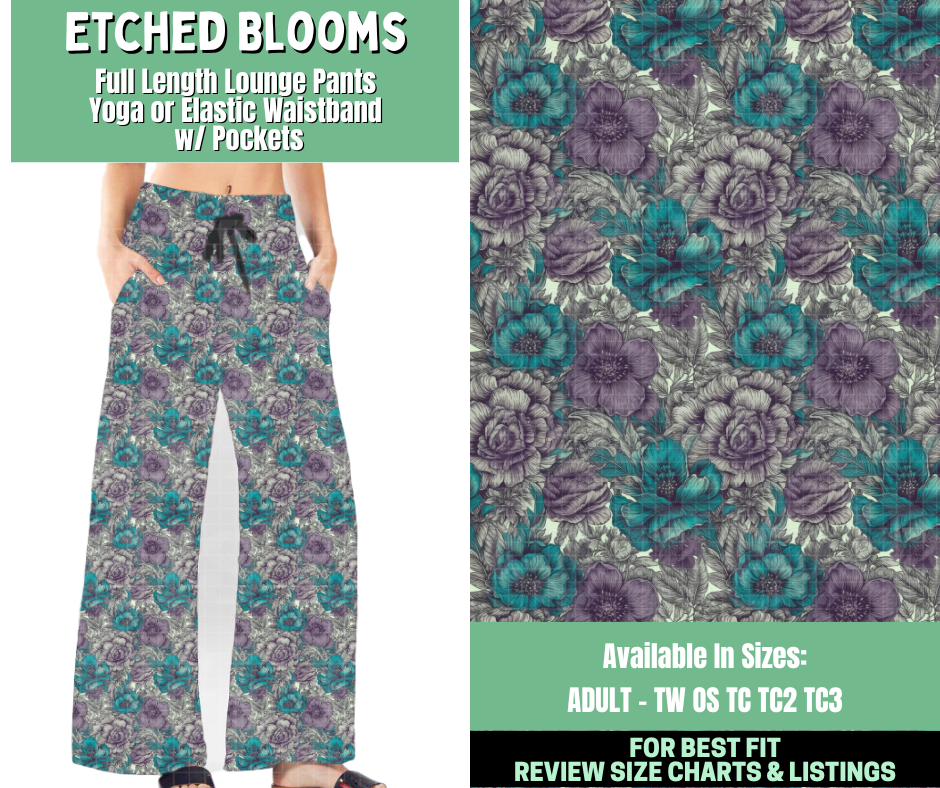 Preorder! Closes 1/7. ETA March. Etched Blooms Full Length Lounge Pants