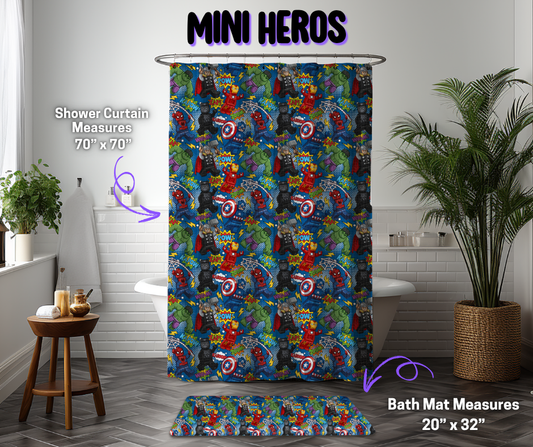 Preorder! Closes 12/8. ETA March. Mini Heroes Custom Shower Curtain and/or Bath Mat