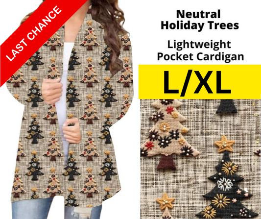 Neutral Holiday Trees Pocket Cardigan