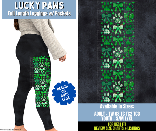 Preorder! Closes 12/15. ETA March. Lucky Paws Full Length Leggings w/ Side Leg Designs