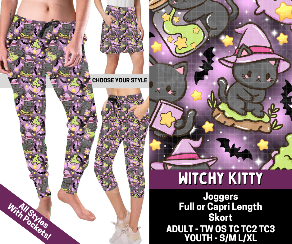 Preorder! Closes 7/9. ETA Oct. Witchy Kitty Combo Jogger Lengths & Skort