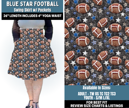 Preorder! Closes 10/13. ETA Jan. Blue Star Football Swing Skirt