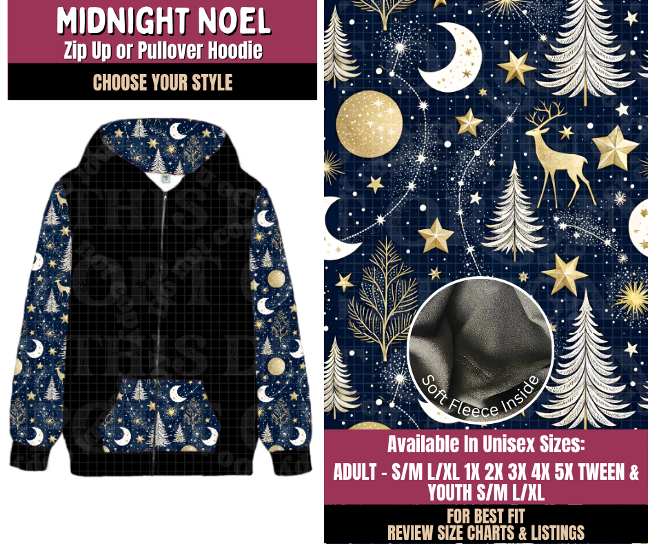 Preorder! Closes 8/27. ETA Nov. Midnight Noel Zip-Up or Pullover Hoodie