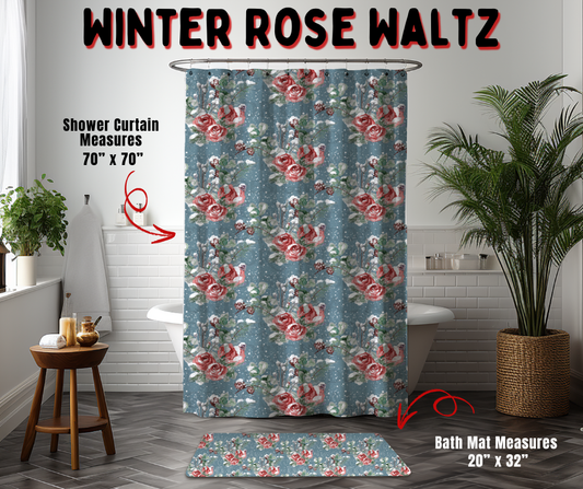 Preorder! Closes 9/2. ETA Dec. Winter Rose Waltz Custom Shower Curtain and/or Bath Mat