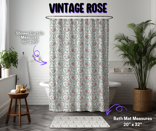 Preorder! Closes 12/8. ETA March. Vintage Rose Custom Shower Curtain and/or Bath Mat