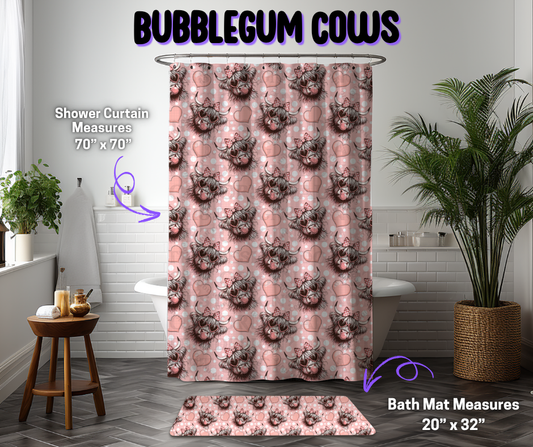 Preorder! Closes 12/8. ETA March. Bubblegum Cows Custom Shower Curtain and/or Bath Mat