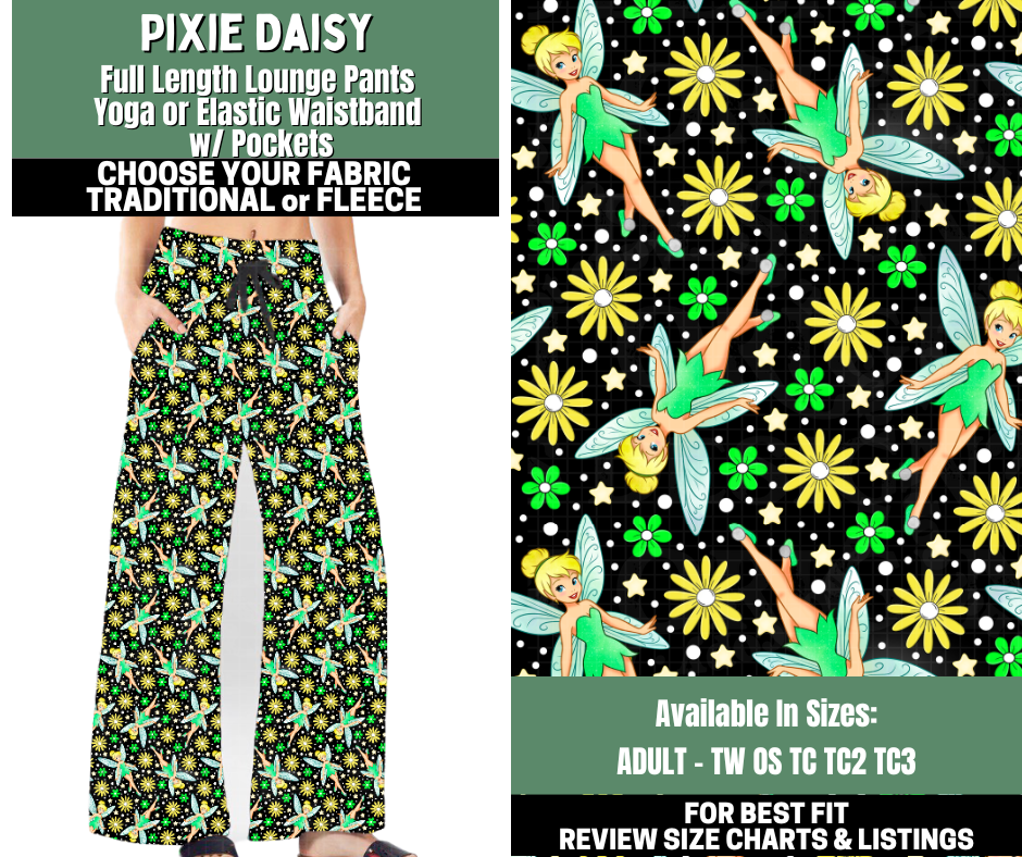 Preorder! Closes 12/4. ETA Feb. Pixie Daisy Lounge Pants Choose Fleece or Traditional
