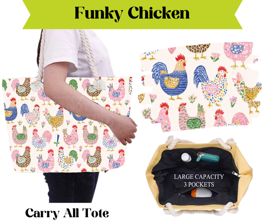 Preorder! Closes 3/16. ETA May. Funky Chicken Carry All Tote