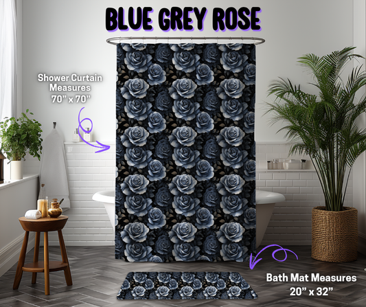 Preorder! Closes 12/8. ETA March. Blue Grey Rose Custom Shower Curtain and/or Bath Mat