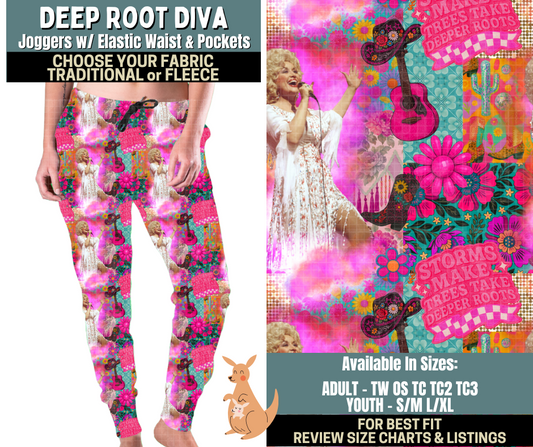 Preorder! Closes 10/2. ETA Dec. Deep Root Diva Joggers Choose Fleece or Traditional