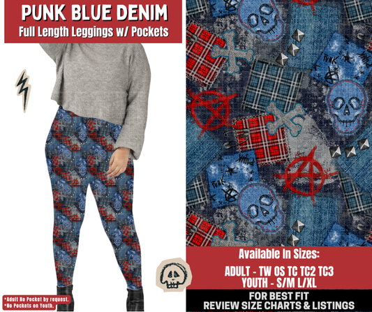 Preorder! Closes 12/22. ETA March. Punk Blue Denim Full Length Leggings w/wo Pockets