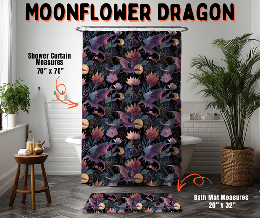 Preorder! Closes 6/10. ETA Sept. Moonflower Dragon Custom Shower Curtain and/or Bath Mat