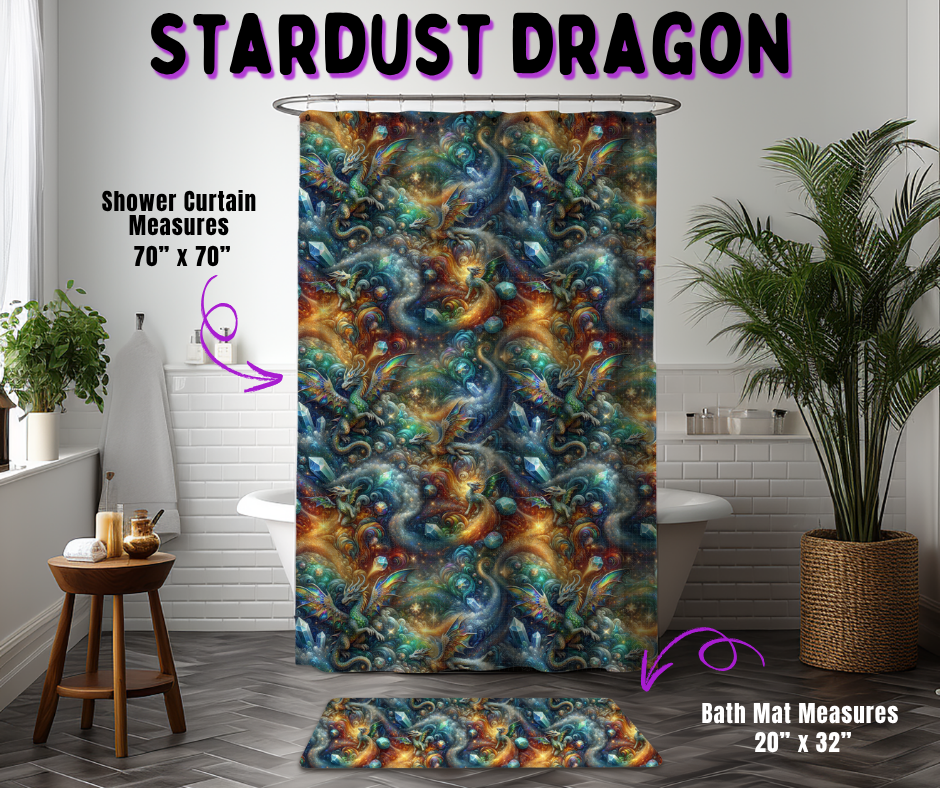 Preorder! Closes 10/21. ETA Jan. Stardust Dragon Custom Shower Curtain and/or Bath Mat