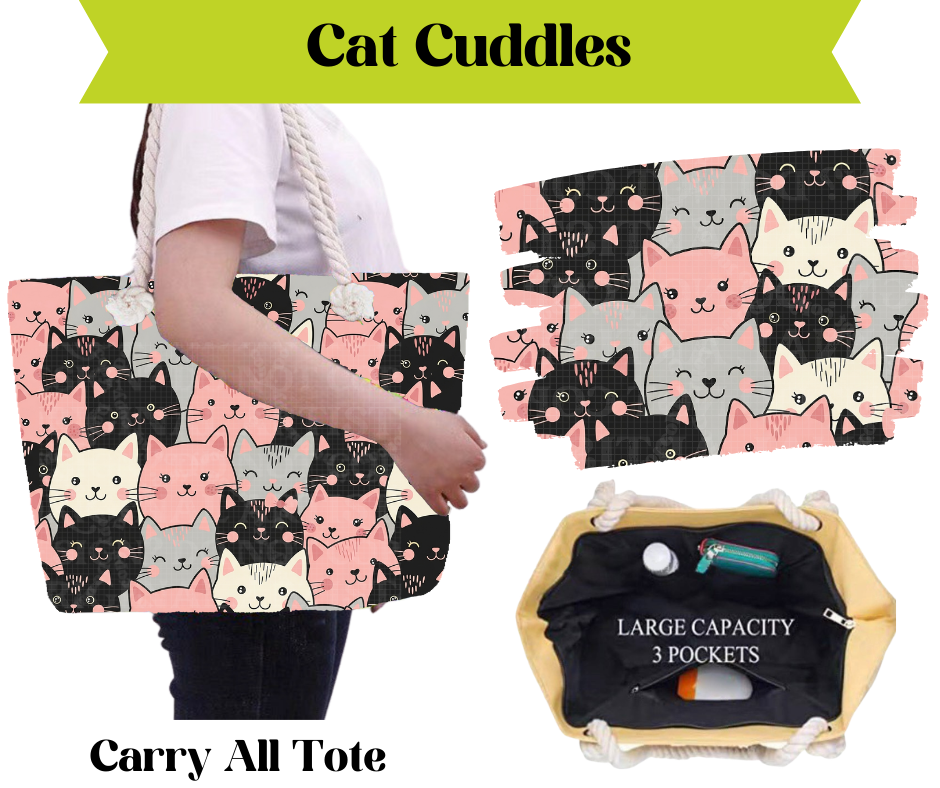 Preorder! Closes 3/16. ETA May. Cat Cuddles Carry All Tote