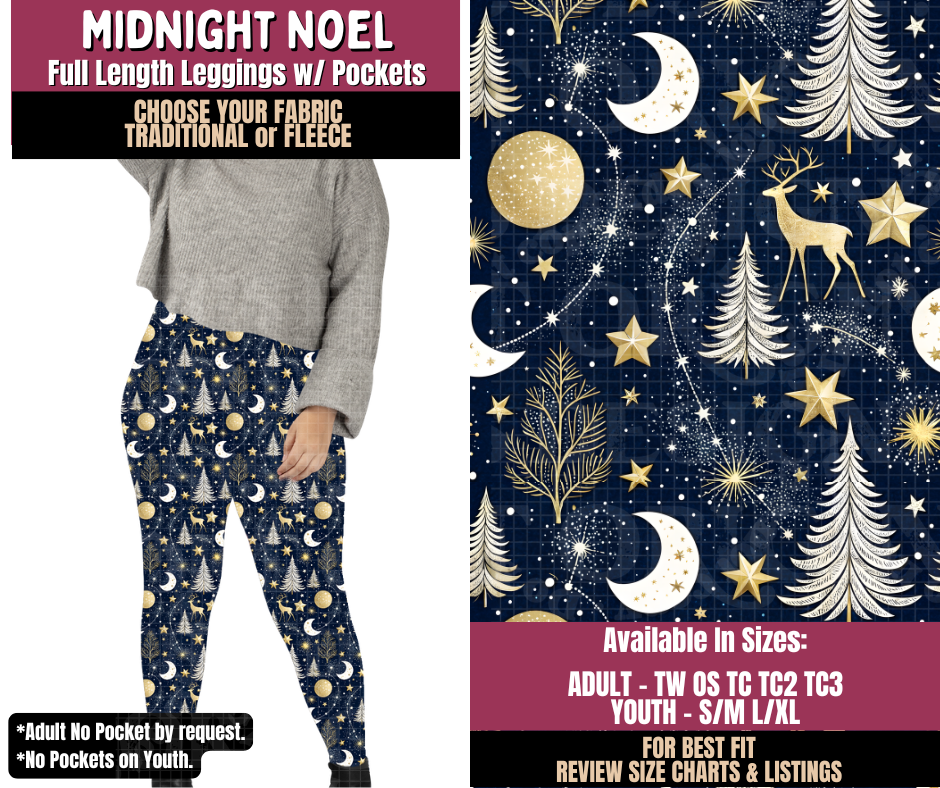 Preorder! Closes 8/27. ETA Nov. Midnight Noel Leggings Choose Fleece or Traditional