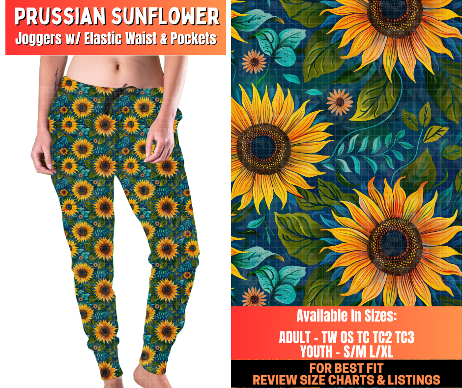 Preorder! Closes 12/29. ETA March. Prussian Sunflower Joggers