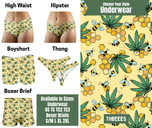 Preorder! Closes 11/24. ETA Jan. THBees Hipster, High Waist, Boyshort, & Thong Underwear & Boxer Briefs