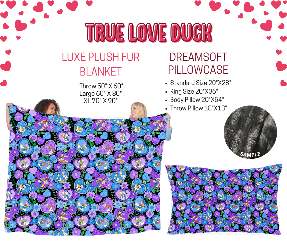Preorder! Closes 11/17. ETA Jan. True Love Duck Luxe Plush Fur Blanket and/or DreamSoft Pillowcase