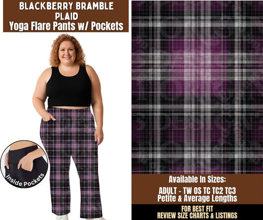 Preorder! Closes 7/29. ETA Oct. Blackberry Bramble Plaid Yoga Flare Pants