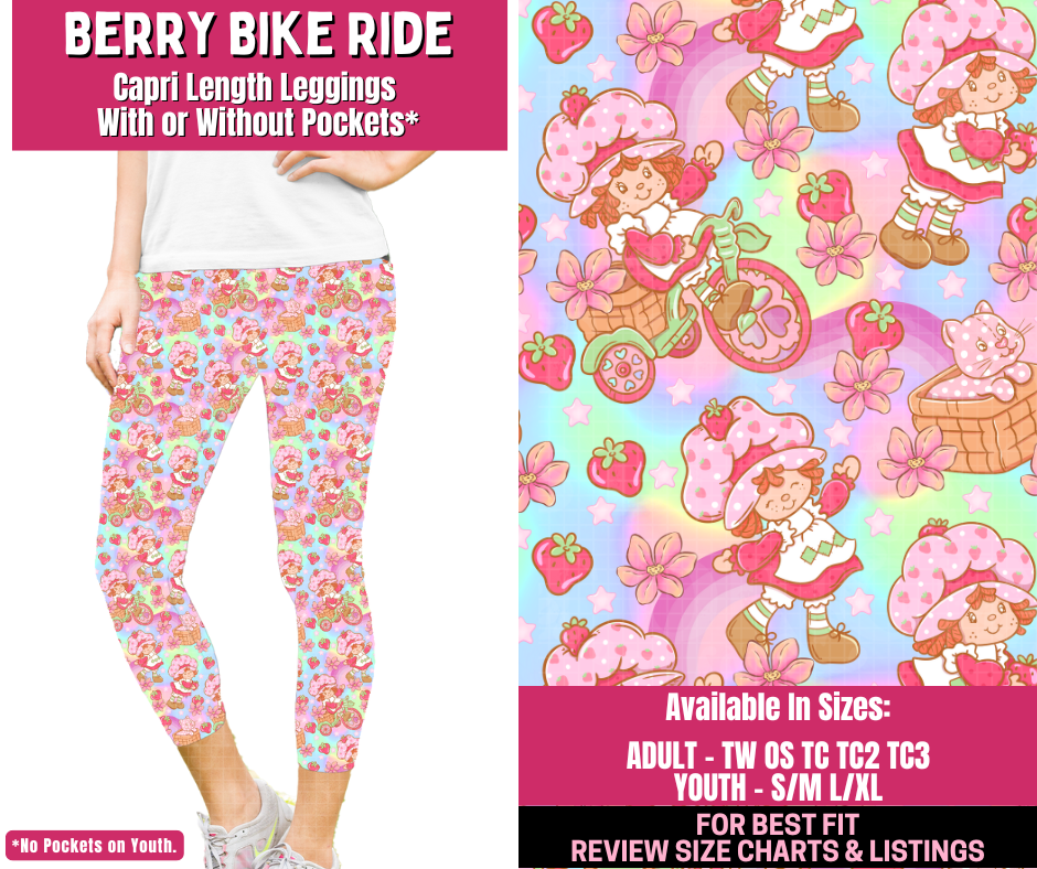 Preorder! Closes 12/31. ETA March. Berry Bike Ride Full Length Capri Length Leggings w/wo Pockets