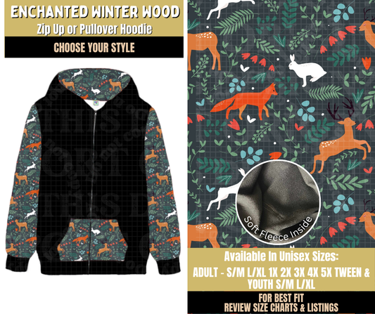 Preorder! Closes 9/9. ETA Dec. Enchanted Winter Wood Zip-Up or Pullover Hoodie