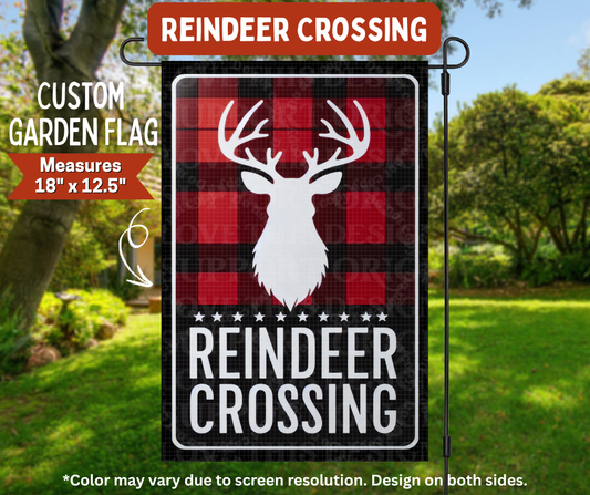 Preorder! Closes 8/10. ETA Nov. Reindeer Crossing Garden Flag