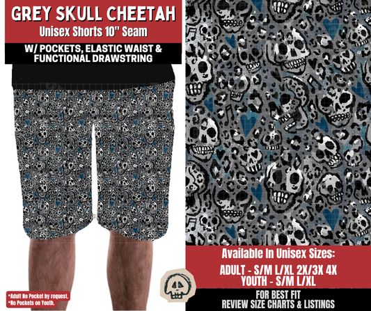 Preorder! Closes 12/22. ETA March. Grey Skull Cheetah Unisex Shorts