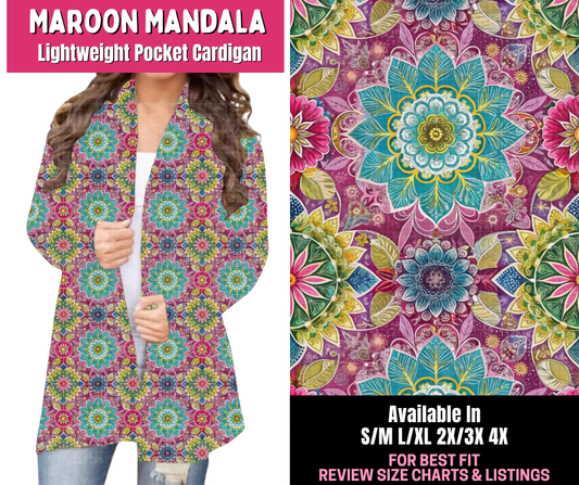 Preorder! Closes 1/1. ETA March. Maroon Mandala Pocket Cardigan