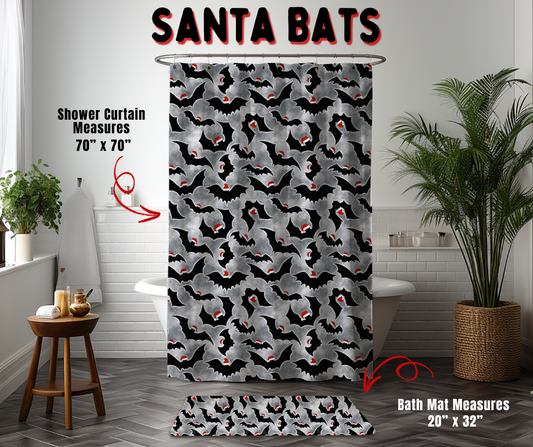 Preorder! Closes 9/2. ETA Dec. Santa Bats Custom Shower Curtain and/or Bath Mat
