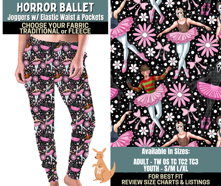 Preorder! Closes 10/2. ETA Dec. Horror Ballet Joggers Choose Fleece or Traditional