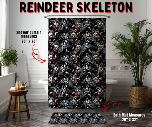 Preorder! Closes 9/2. ETA Dec. Reindeer Skeleton Custom Shower Curtain and/or Bath Mat